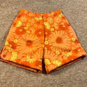 RARE Vintage 70s Ruth Clarage Jamaica Floral High Waist Mod Boho Shorts XS/S 2/4